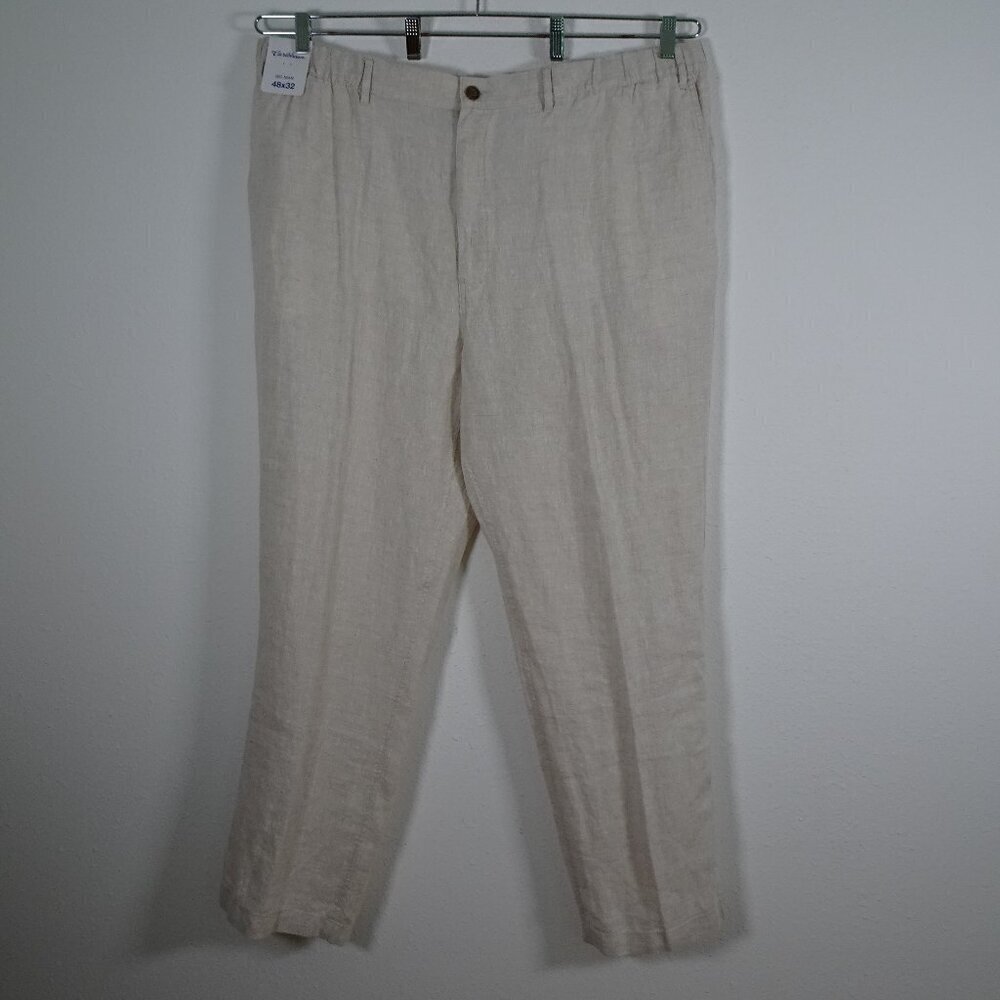 Roundtree Yorke Caribbean Linen Pants Big Men's Size 48x32 Beige Resort Beach